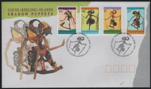 Cocos Islands 1994 FDC Sc 293-296 Shadow puppets Spot on front