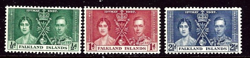 Falkland Is 81-83 MNH 1937 KGVI Coronation    (ap3720)