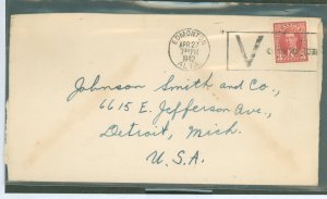 Canada  1942 Edmonton, ALT V mail