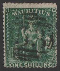 MAURITIUS 1862 Britannia 1/-, intermediate perf 14 to 16. SG 55 cat £450.