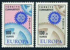 Turkey B120-B121,lightly hinged.Michel 2044-2045. EUROPE CEPT-1967.Cogwheels.