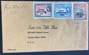 1966 British Guiana airmail Commercial Cover To Chicago iL Usa Independence Stam