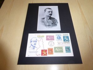 Mannerheim Finland indepence USA FDC Cover and mounted photograph mount size A4