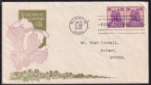 1938 Northwest Territory Sc 837-18a FDC Harry Ioor cachet, Marietta OH