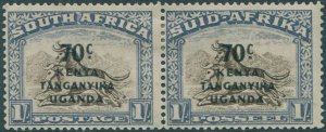 Kenya Uganda and Tanganyika 1941 SG154 70c ovpt on 1s brown and blue SA pair MH