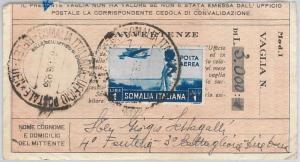 54057 - ITALY COLONIES: SOMALIA - POSTAL ORDER RECEIPT from BELET - UEN 1936-