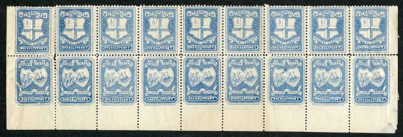 Circular Delivery Stamps Block of 18 Forgeries (faults)