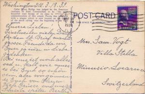 United States Illinois Pekin 1938 machine  3c Jefferson Prexie PPC to Switzer...