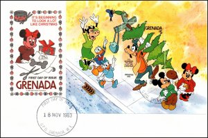 Grenada 1175-1184 Disney's Set of Three U/A FDCs