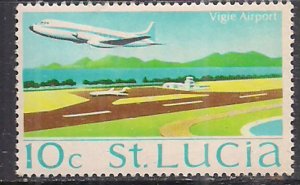 St Lucia 1970 -73 QE2 10c Vigie Airport MLH SG 281 ( H641 )