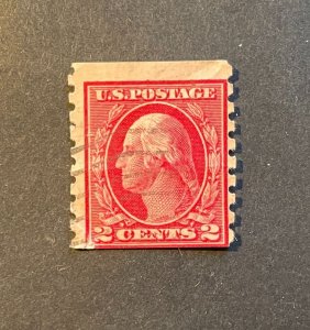 *US Stamp #413, used, small scuff on face and creases