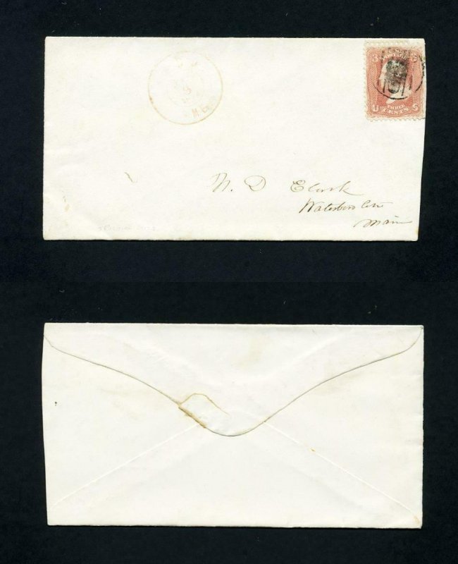 FREE SHIPPING - # 65 cover red cancel Waldo, ME, Dead Post Office - 1-8-1868