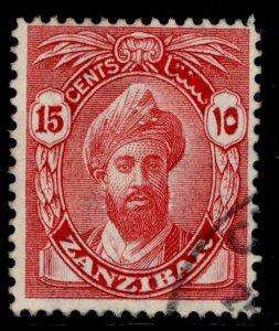 ZANZIBAR GV SG312, 15c carmine-red, FINE USED.