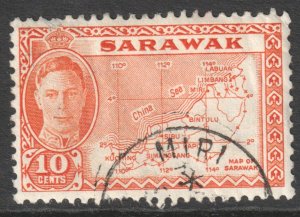 Sarawak Scott 195 - SG186, 1952 Map 10c used