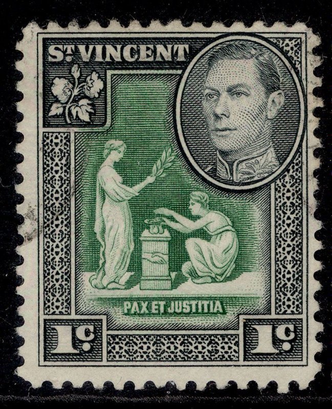 ST. VINCENT GVI SG164a, 1c green & black, FINE USED.