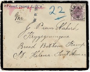 Orange Free State 1901 Brandfort cancel on mourning POW cover to St. Helena