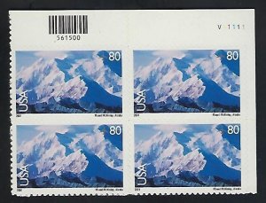 C137 80cent Mt. McKINLEY MNH PLATE BLOCK OF 4 ADHESIVE STAMPS