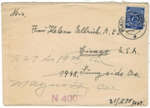 Germany 1947 Cover to United States Stamps Scott 553 Censorship