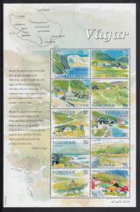 Faroe Islands 2005 MNH Sc #453 Sheet of 10 Views of Vagar Island