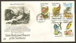 Birds and Flowers Northwest 1982 Artcraft U/A FDC  BIN 9146