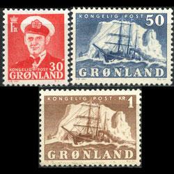 GREENLAND 1950 - Scott# 34-6 King and Ship 30o-1k NH