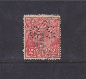 Australia Stamps: Official Perfins: #OB28; OS (8½mm); 2p 1914 KGV Issue
