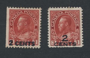 2x Canada OP Stamps;  #139 -2/3c MNG SE VF #140 -2/3c MH F/VF GV = $110.00