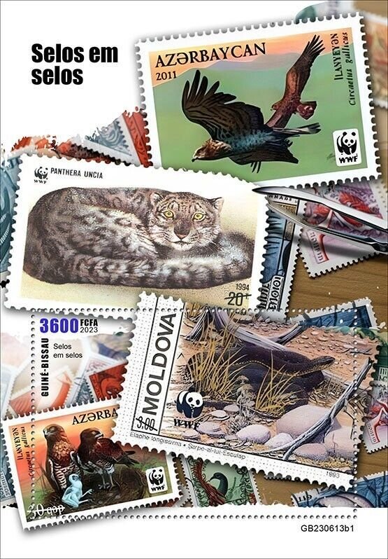 GUINEA BISSAU 2023 WWF STAMP ON STAMP S/SHEET SET  MINT NEVER HINGED