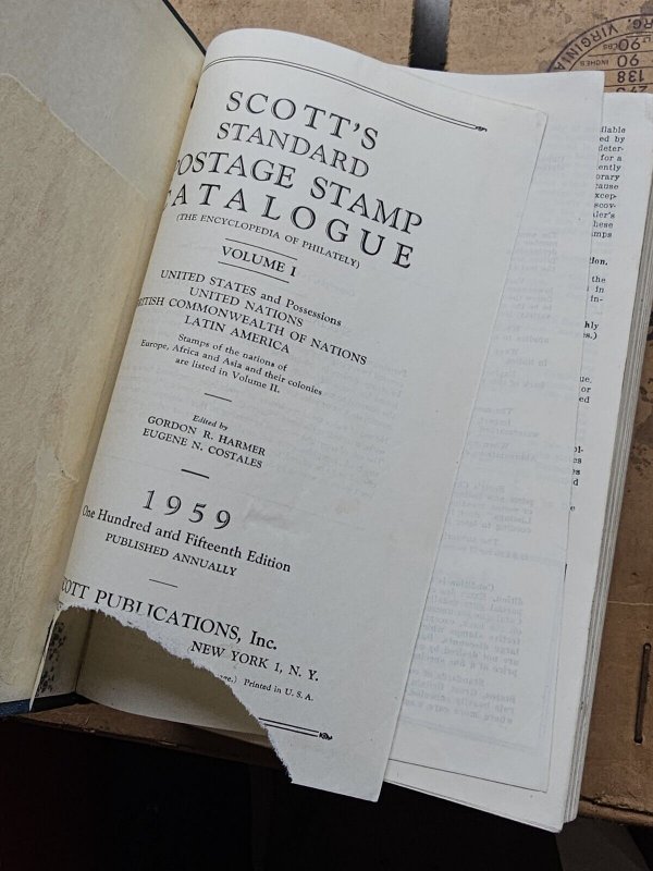 1959 Vol. I Scott Standard Postage Stamp Catalog Hardback