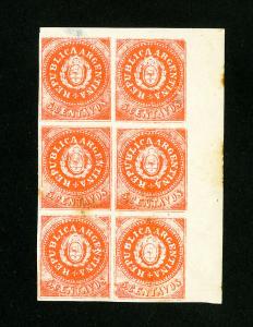 Argentina Stamps # 5 Superb OG LH block of 6 Scott Value $300.00