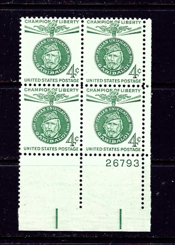 U.S. 1168 MNH 1960 Garibaldi Plate Block