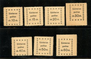 Lithuania #20-26 (LI727) Comp 1919 Third Kaunas issue, M, H, FVF