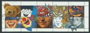 GB QEII SG 1483 - 92 Booklet Pane Smile 1990 Issue   VFU