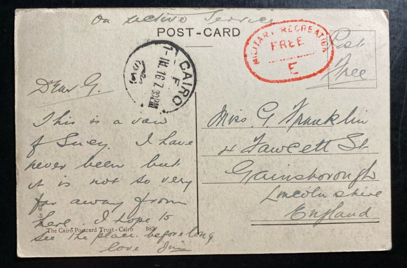 1916 British Army Post Office Egypt OAS RPPC Postcard Cover To England Suez Port