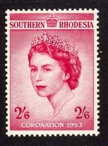 Southern Rhodesia 80 MNH 2sh6p cerise Coronation 1953