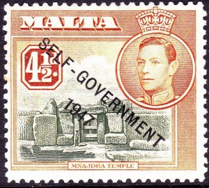 MALTA 1948 KGVI 4½d Olive-Green & Yellow-Green SG241 MH