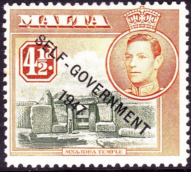 MALTA 1948 KGVI 4½d Olive-Green & Yellow-Green SG241 MH