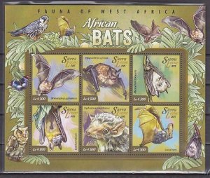 Sierra Leone, 2015 issue. Bats sheet of 6. ^