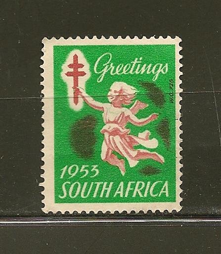 South Africa Green Greeting Seal 1953 Used