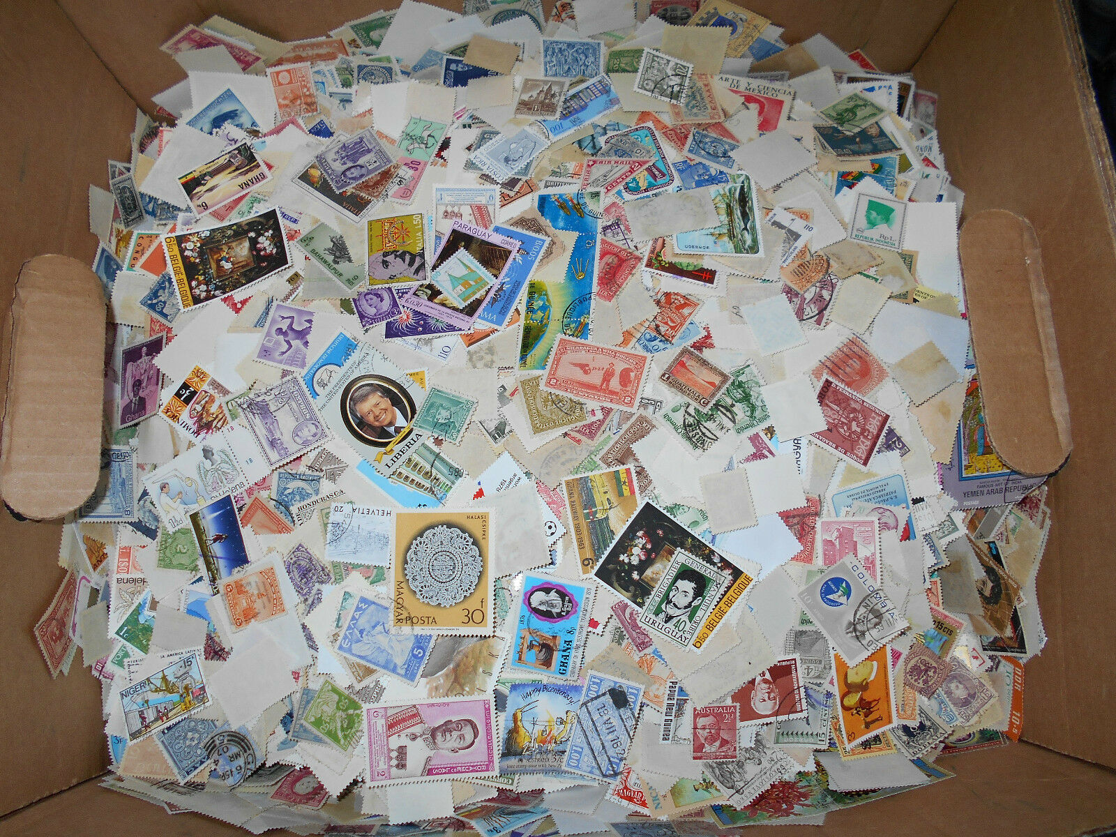 Worldwide foreign stamp mix One pound offpaper bulk lot