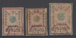 Austria, 1900 overprinted 1898 General Revenues, 3 different, unlisted.