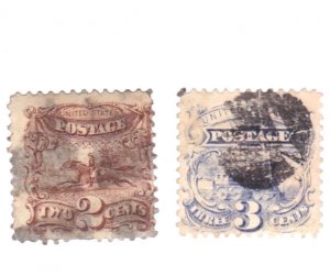 US 19th c #113 and #114 used pictorials (110X)