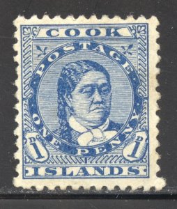 Cook Islands Scott 10 Unused HOG - 1894 1p Queen Makea Takau - SCV $13.00