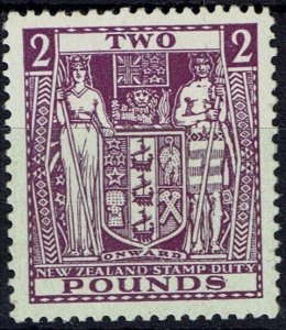 NEW ZEALAND SGF206w 1952 £2 BRIGHT PURPLE WMK INVERTED  MTD MINT (d)