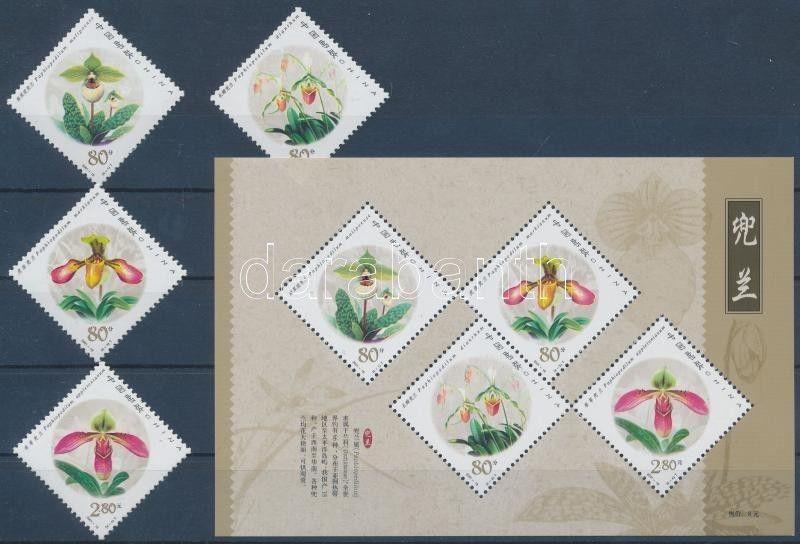 PRC stamp Orchids set + block 2001 MNH Mi 3277-3280 + Mi 100 WS207478