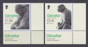 2021 Gibraltar 2000-2001+Tab Europa Cept - Monkeys  13,50 €