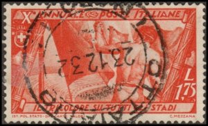 Italy 302 - Used - 1.75L Italian Flag / Athlete / Stadium (1932) (cv $2.00)