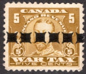 van Dam FWT11b, uncan, 5c, black squares precancel, War Tax, 1920, Canada