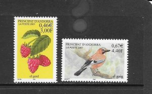 BIRDS - ANDORRA (FR) #537-8  BIRD & BERRIES   MNH