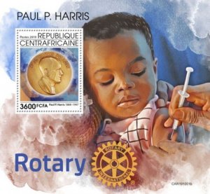 Central Africa - 2019 Paul P. Harris Rotary - Stamp Souvenir Sheet - CA191001b